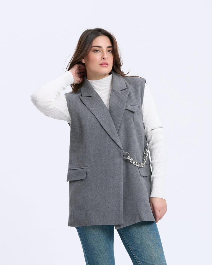 An image of a  Gray-Medium 81169 Statement Vest by  Mirra Masa