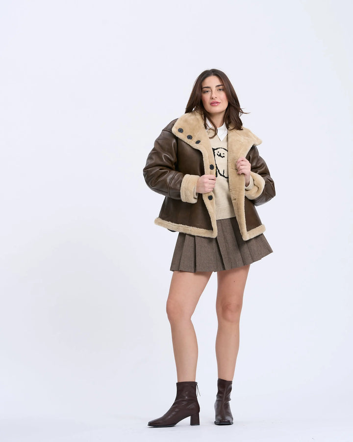 An image of a   83129 Vegan Leather Reversible Jacket by  Mirra Masa