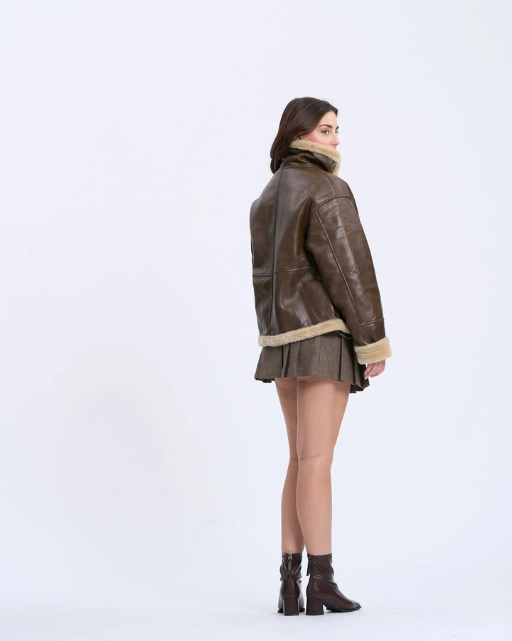 An image of a   83129 Vegan Leather Reversible Jacket by  Mirra Masa