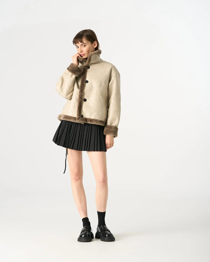 An image of a   83129 Vegan Leather Reversible Jacket by  Mirra Masa