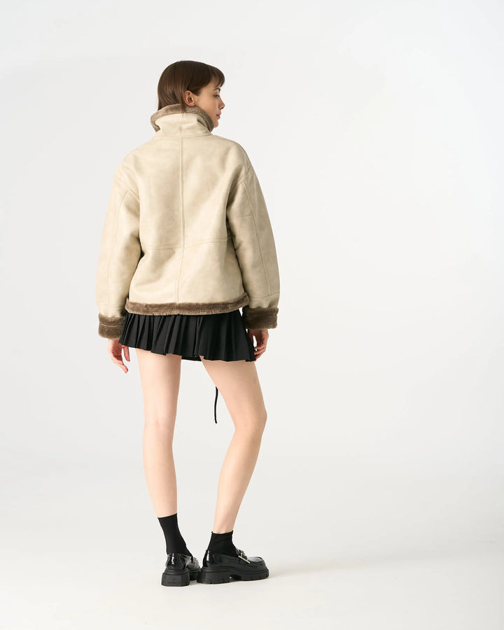 An image of a   83129 Vegan Leather Reversible Jacket by  Mirra Masa