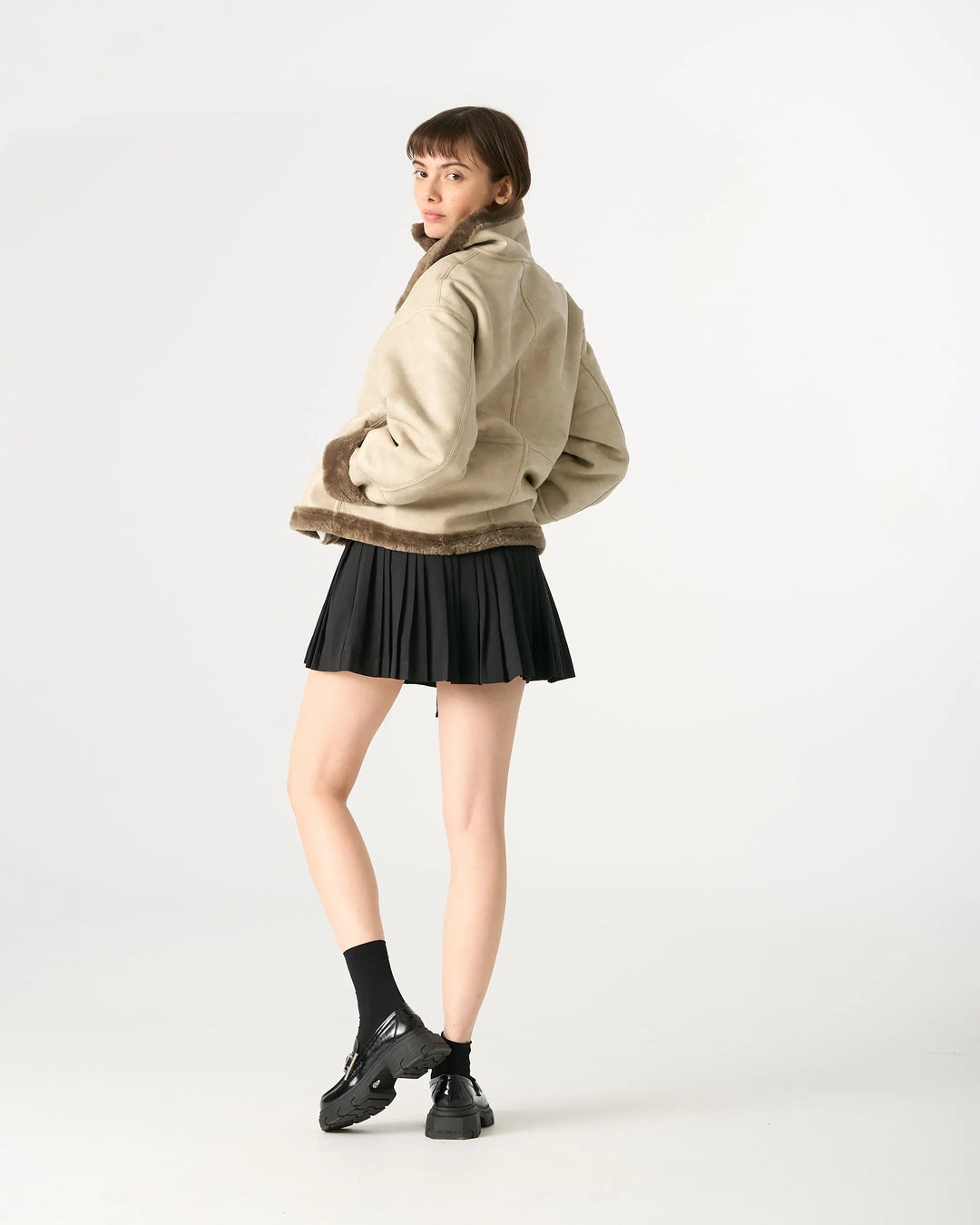 An image of a   83129 Vegan Leather Reversible Jacket by  Mirra Masa