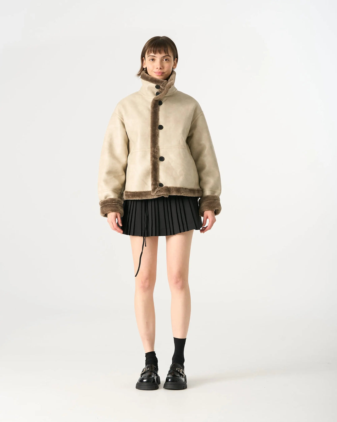 An image of a   83129 Vegan Leather Reversible Jacket by  Mirra Masa