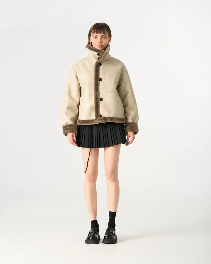 An image of a   83129 Vegan Leather Reversible Jacket by  Mirra Masa