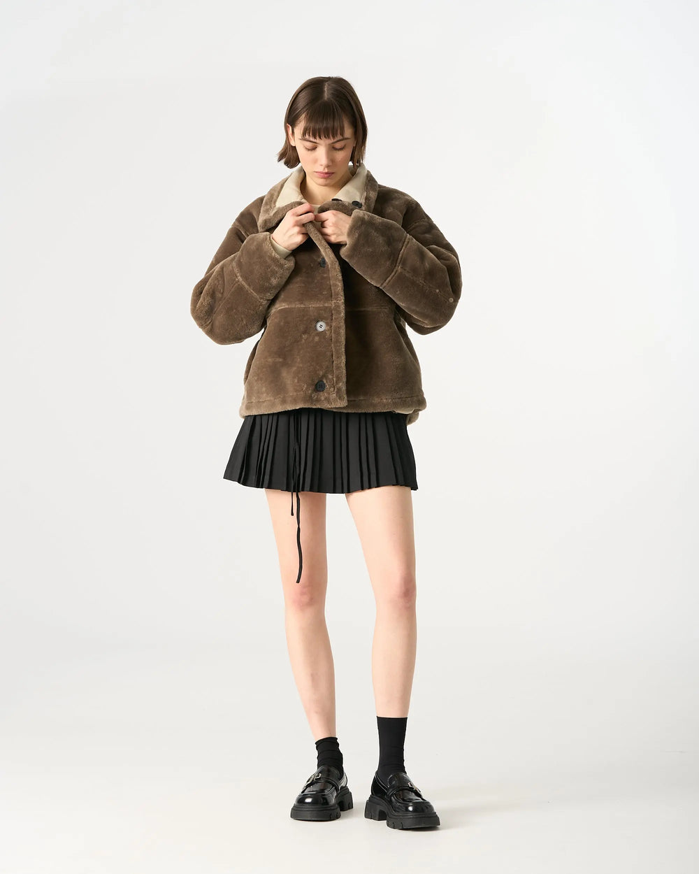 An image of a   83129 Vegan Leather Reversible Jacket by  Mirra Masa
