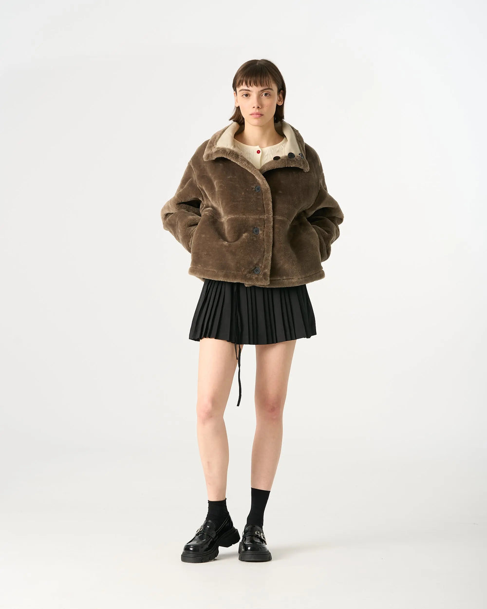 An image of a   83129 Vegan Leather Reversible Jacket by  Mirra Masa