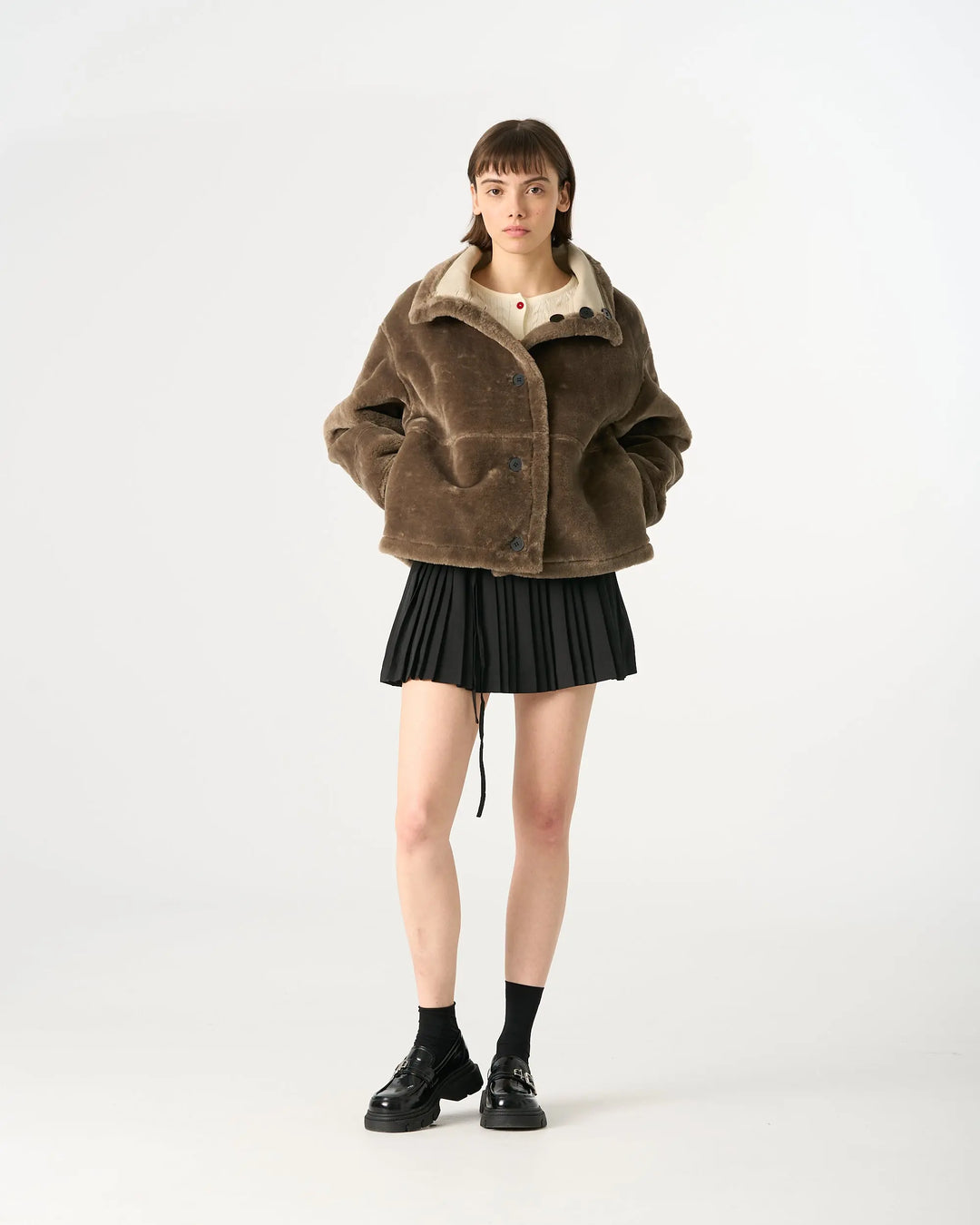 An image of a   83129 Vegan Leather Reversible Jacket by  Mirra Masa