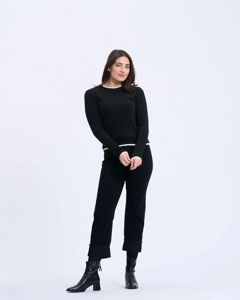 An image of a   8384Q Layered Roundneck Top by  Mirra Masa