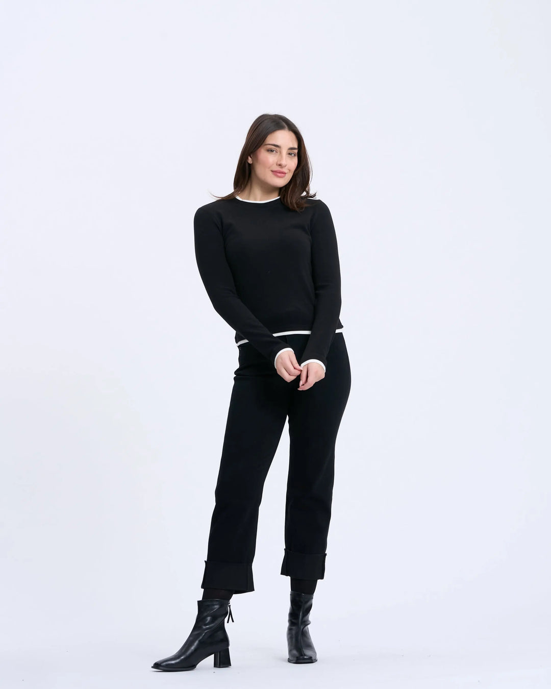 An image of a   8384Q Layered Roundneck Top by  Mirra Masa