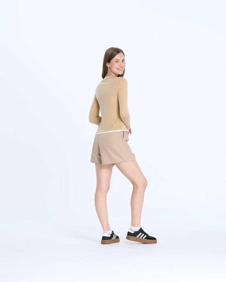 An image of a   8384Q Layered Roundneck Top by  Mirra Masa