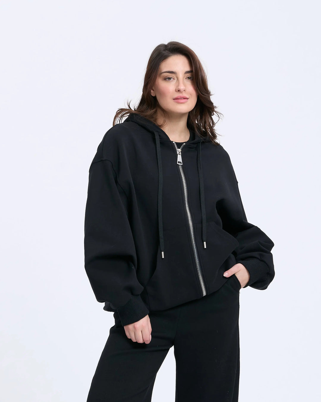 An image of a  Black-onesize 85112 XL Zip Oversized Hoodie by  Mirra Masa