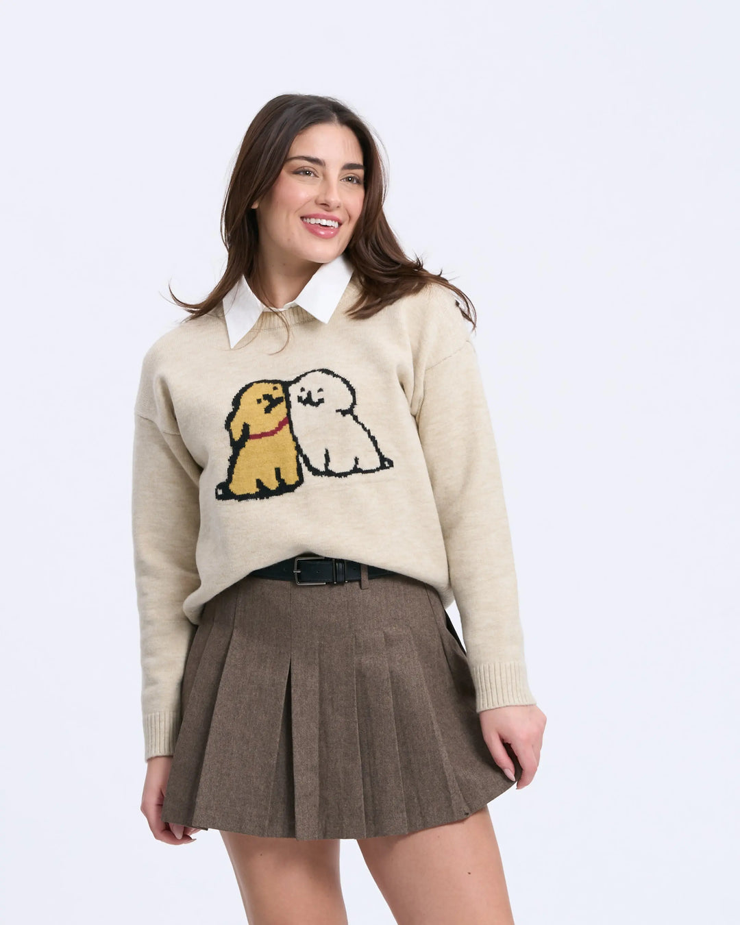 An image of a   8994Q Puppy Love Crewneck Sweater by  Mirra Masa