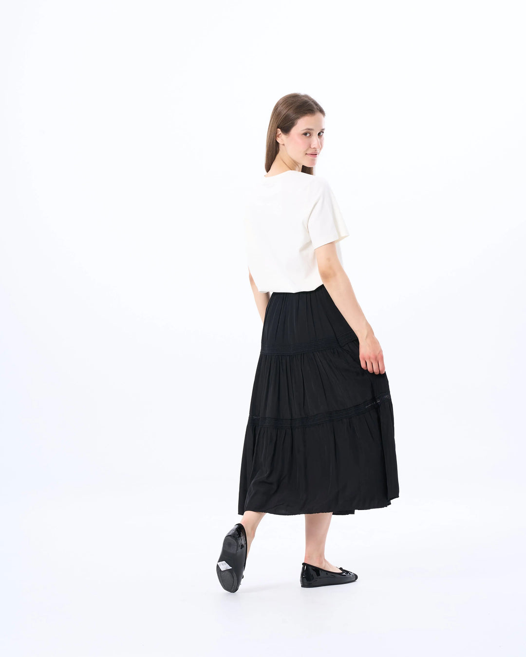 An image of a  Black / One-Size 9375C Midi Skirt by  Mirra Masa
