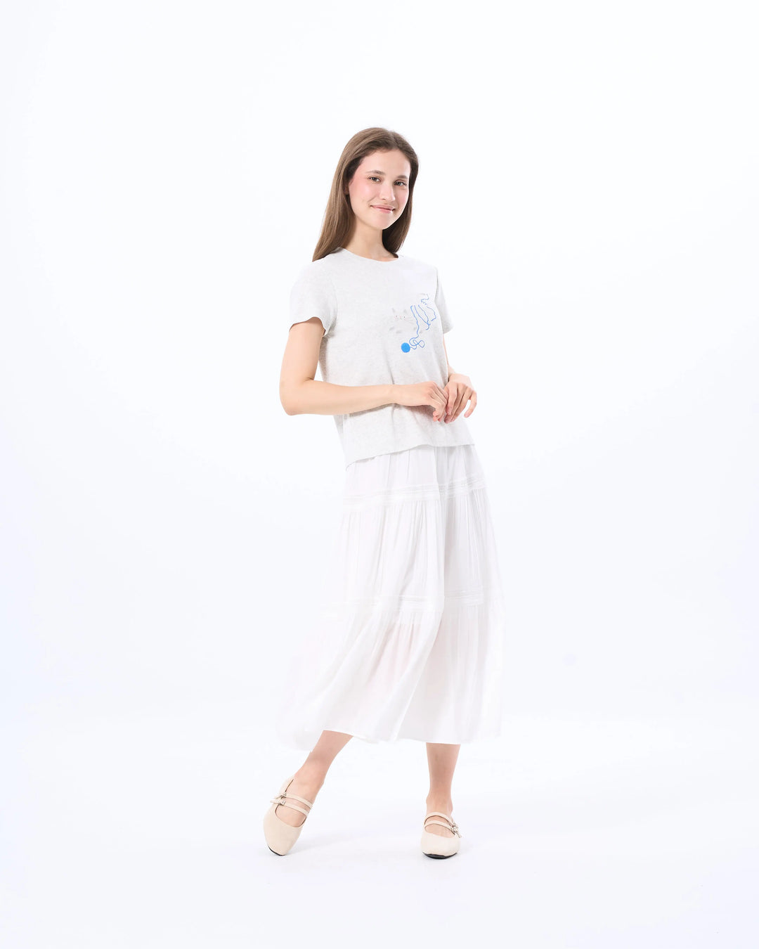 An image of a  White / One-Size 9375C Midi Skirt by  Mirra Masa