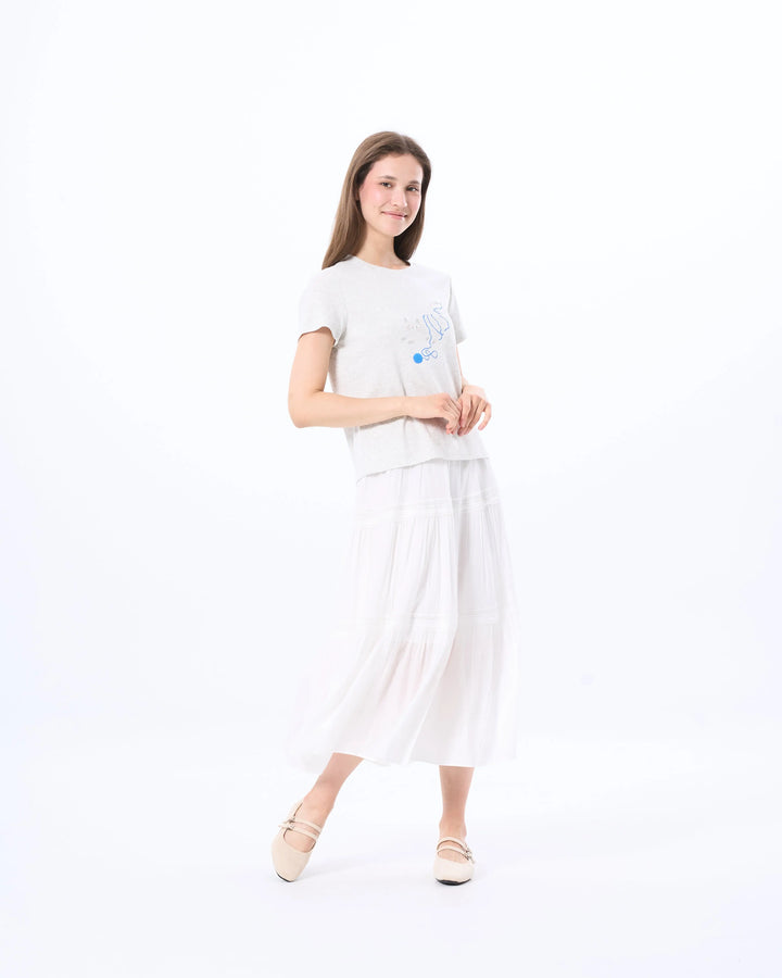 An image of a  White / One-Size 9375C Midi Skirt by  Mirra Masa