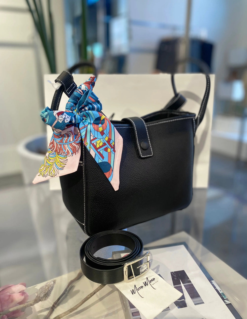 An image of a   9546 Genuine Leather Bucket Shoulder Bag by  Mirra Masa