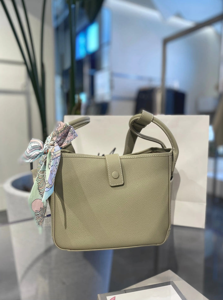 An image of a   9546 Genuine Leather Bucket Shoulder Bag by  Mirra Masa