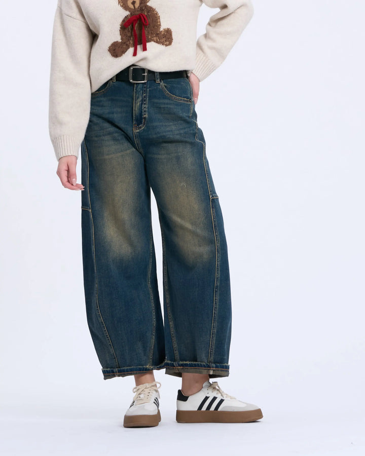 An image of a  Dark-Blue-30 99200 Baggy Fit Jeans by  Mirra Masa