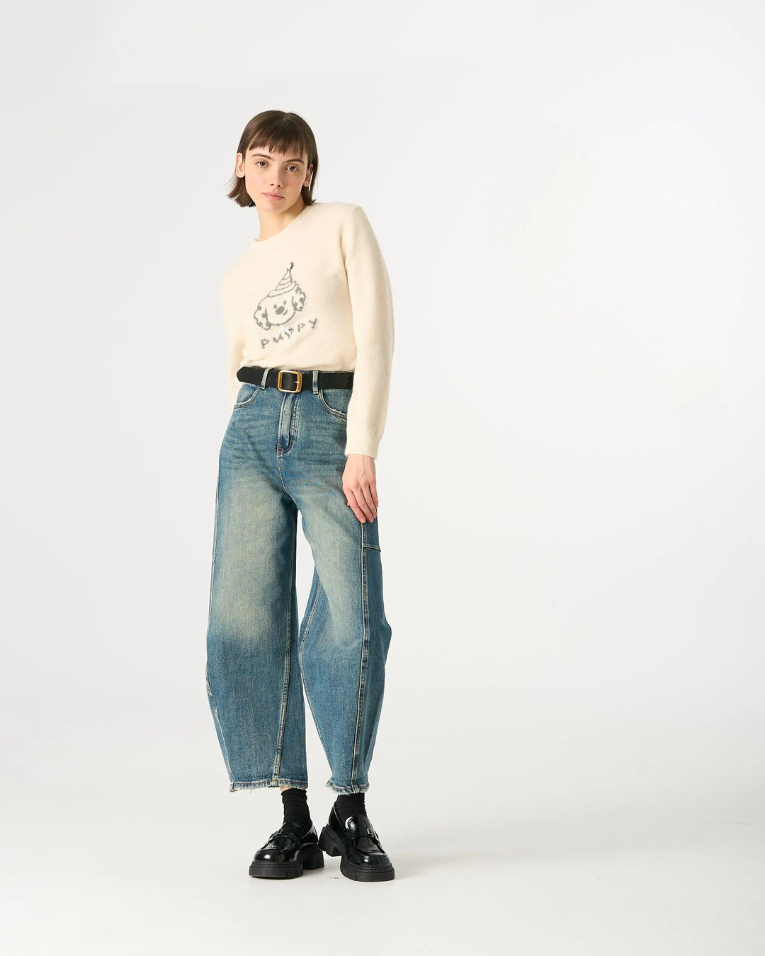 An image of a  Washed Blue / 30 99200 Baggy Fit Jeans by  Mirra Masa