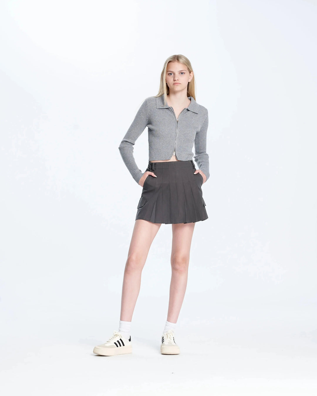 An image of a   9976 Zip-Up Knit Top by  Mirra Masa