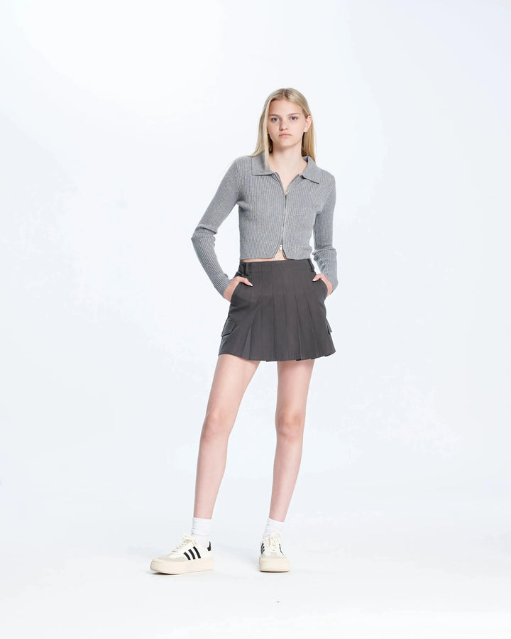 An image of a   9976 Zip-Up Knit Top by  Mirra Masa