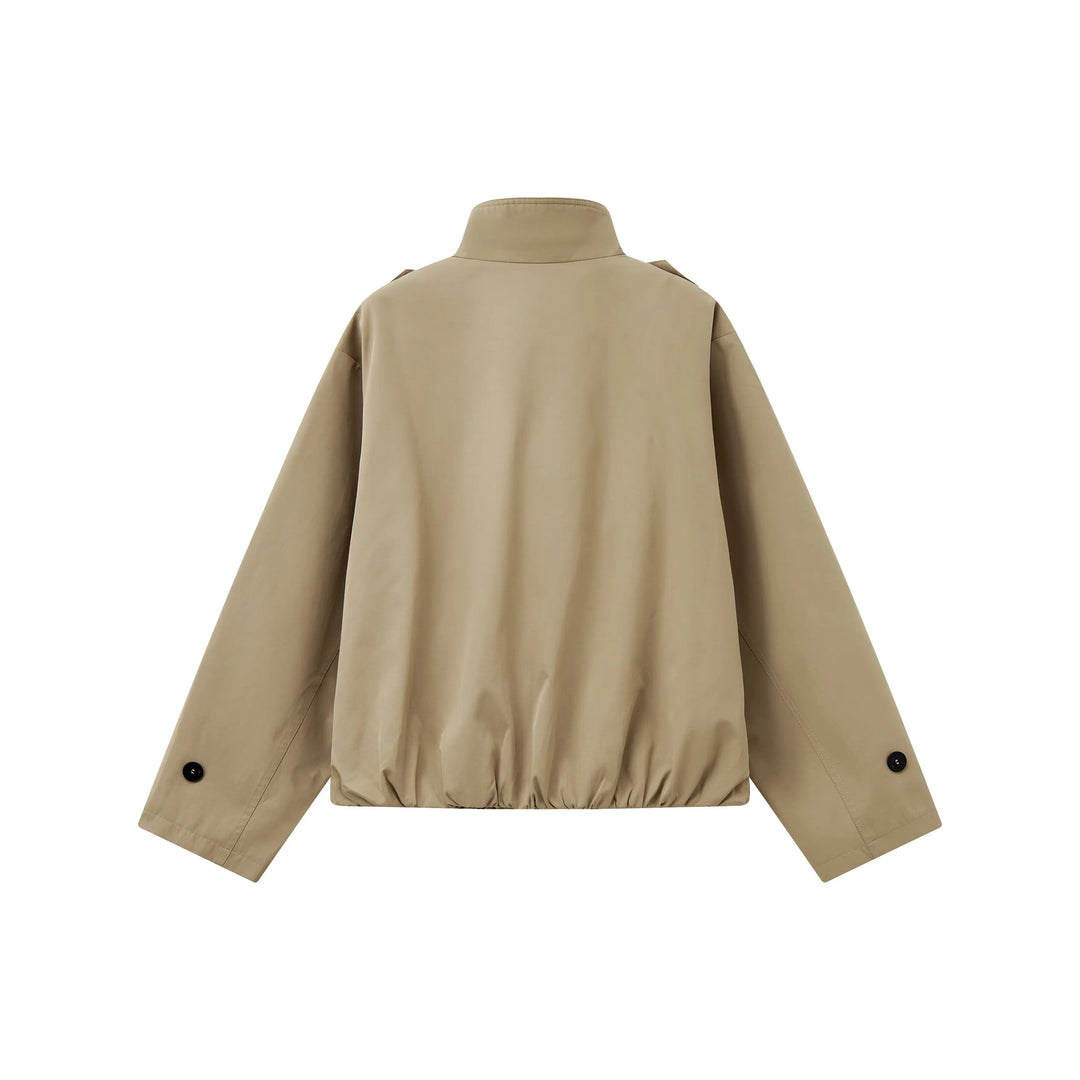 An image of a   A072 Short Trench Coat by  Mirra Masa