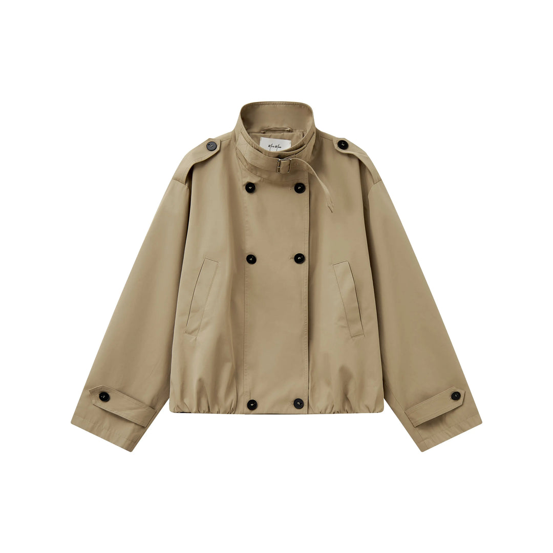 An image of a  Khaki / Medium A072 Short Trench Coat by  Mirra Masa