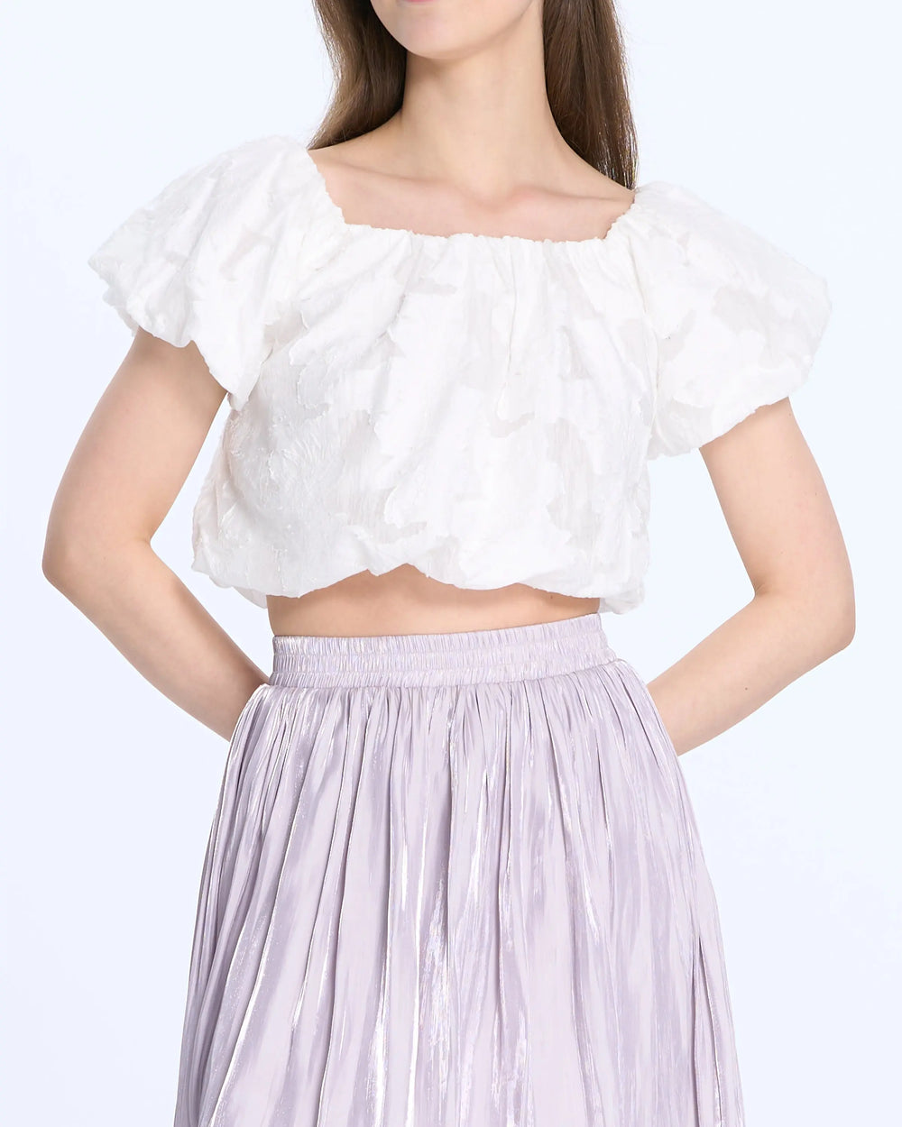 An image of a   A13120 Textured Off-Shoulder Blouse by  Mirra Masa
