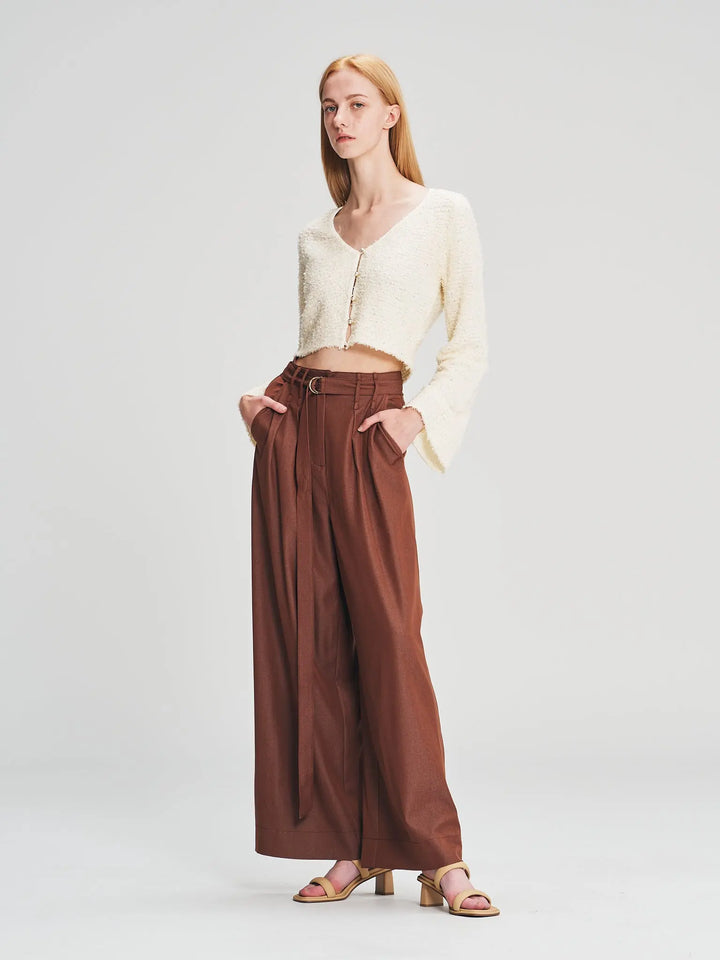 An image of a  Burgundy-Small A17167 Wide Leg Dress Pants by  Mirra Masa