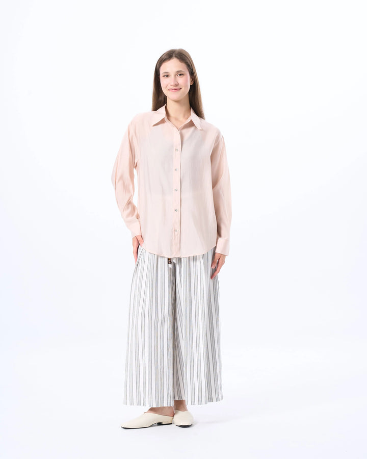 An image of a  Pink / One size BL0S4S6 Tencel Over-Shirt by  Mirra Masa