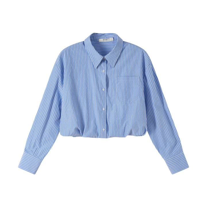 An image of a   BL5Z0M6 Cropped and Tucked Shirt by  Mirra Masa