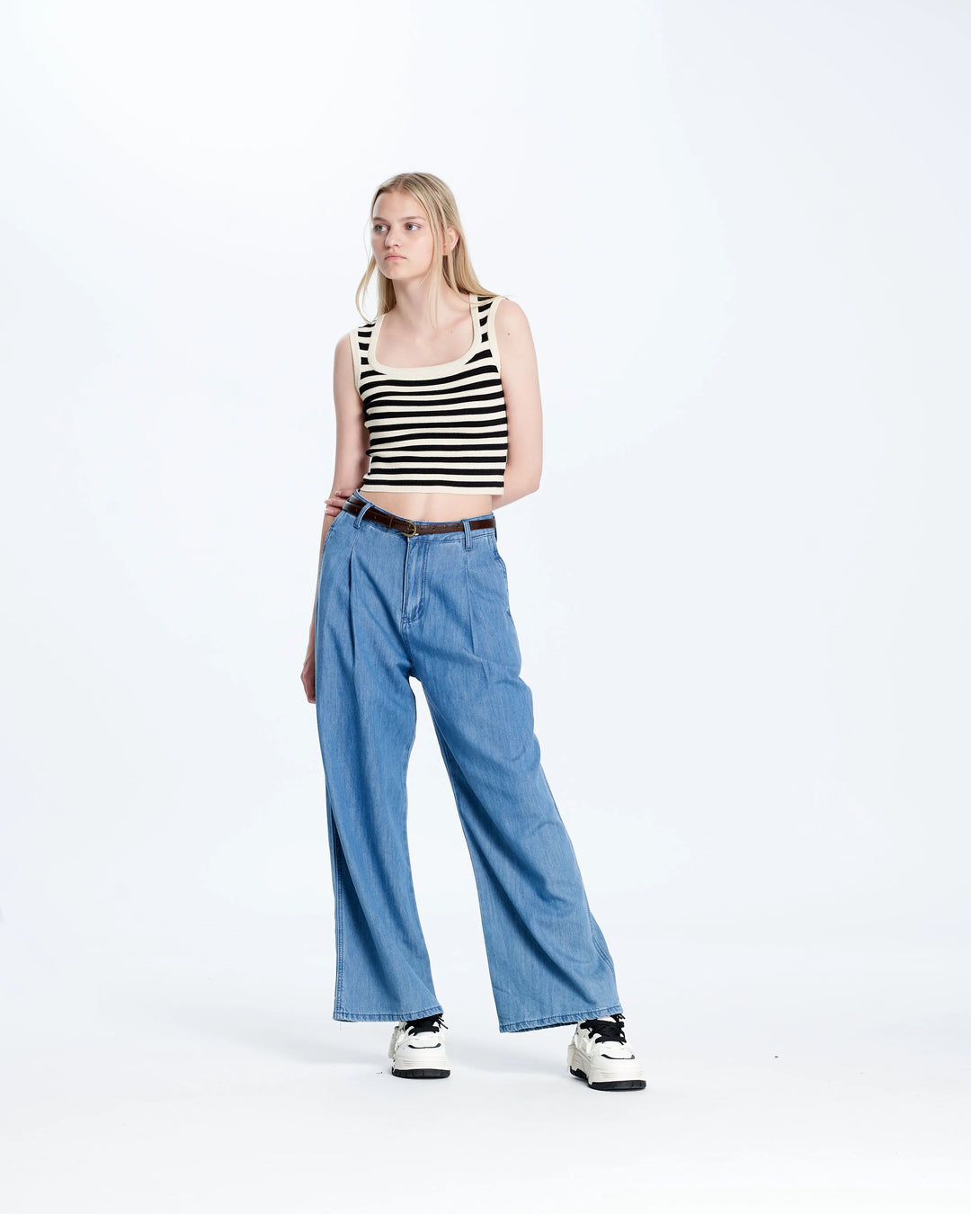 An image of a  Black Stripes / Medium CC029 Tank Top by  Mirra Masa