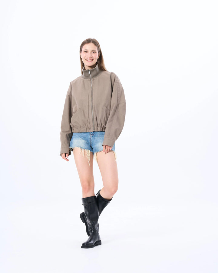 An image of a   CT6S1S6 Funnel-Neck Full-Zip Jacket by  Mirra Masa