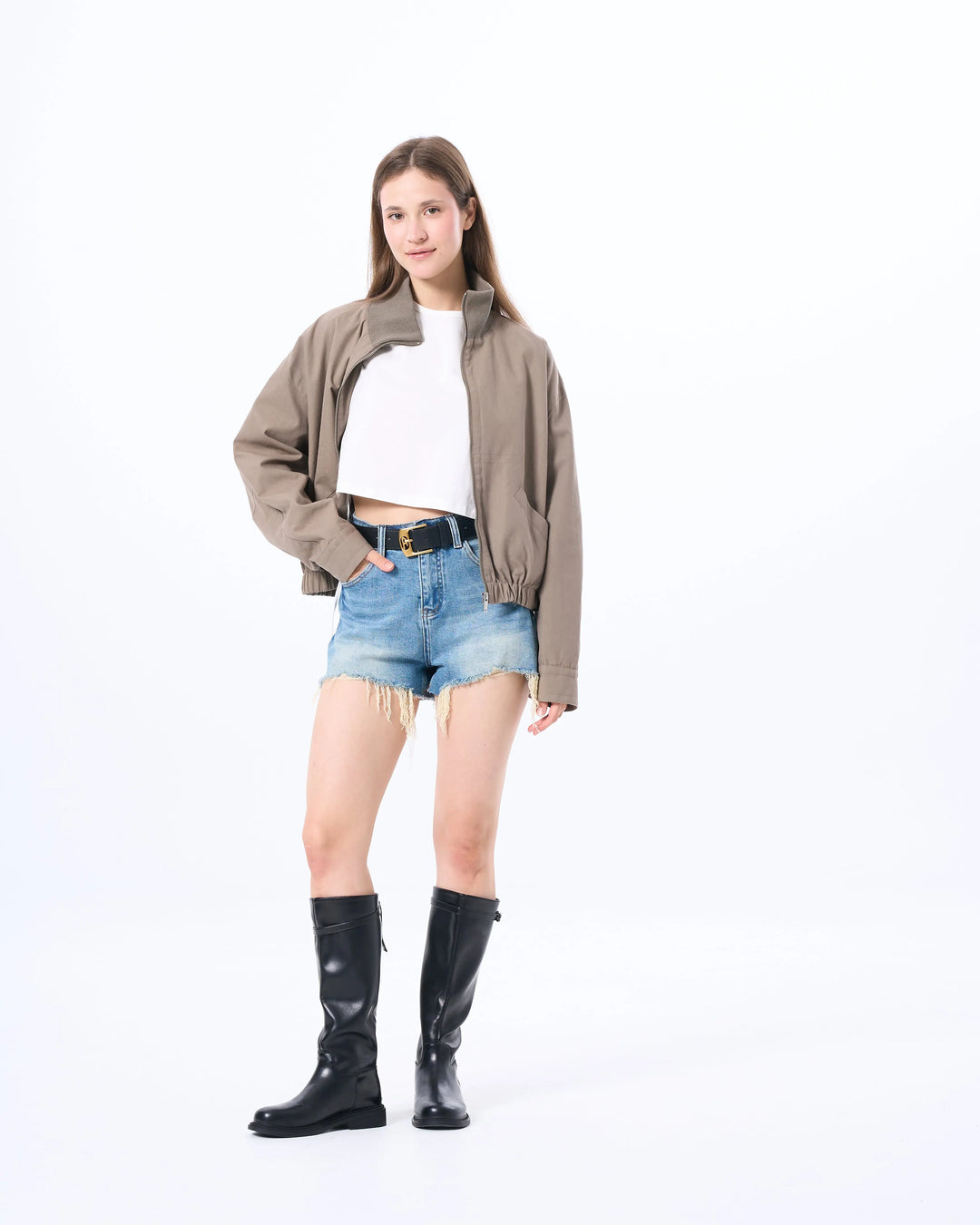 An image of a   CT6S1S6 Funnel-Neck Full-Zip Jacket by  Mirra Masa