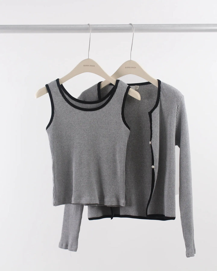 An image of a   S0587 Tank Top/Cardigan Set by  Mirra Masa