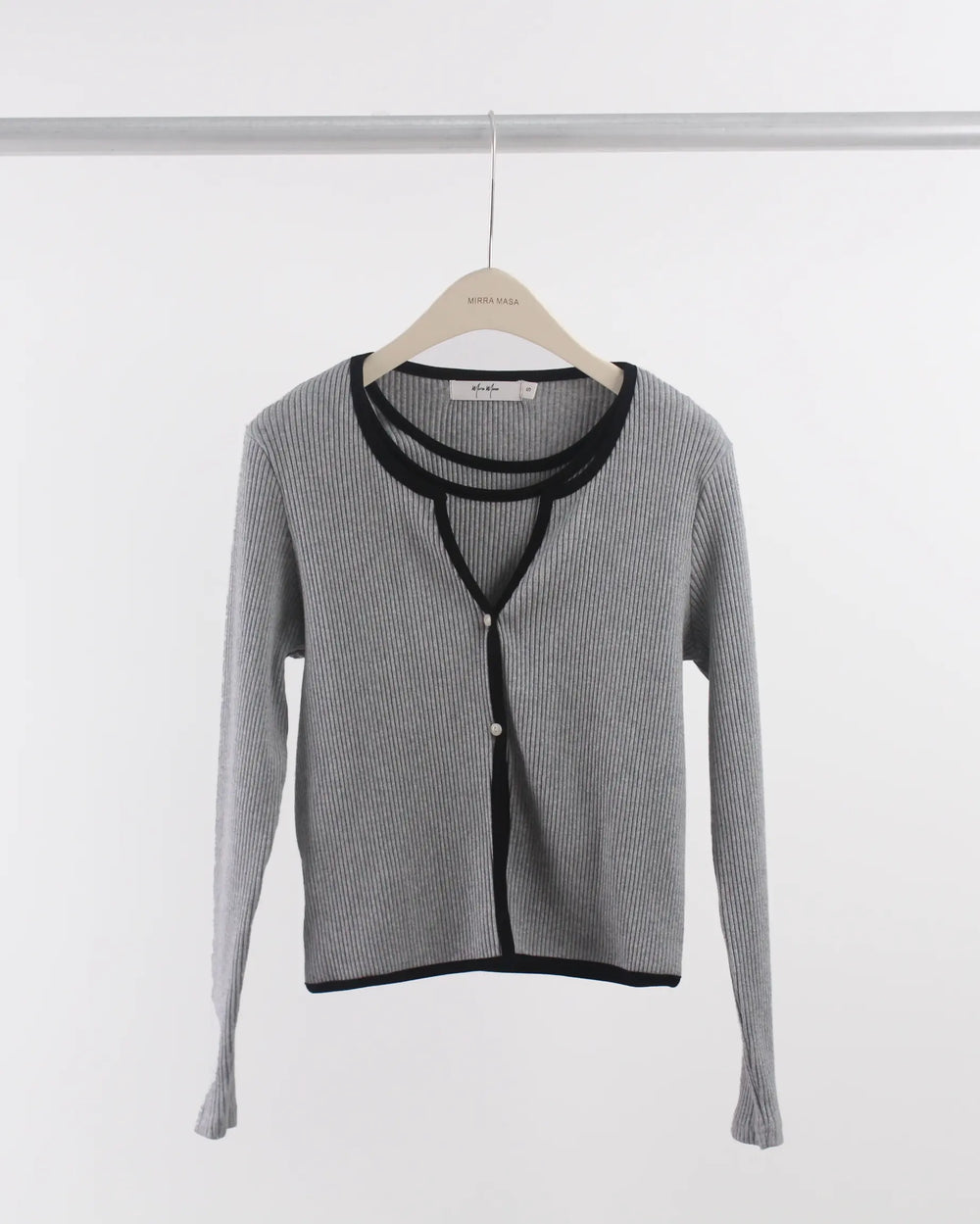 An image of a  Gray-Medium S0587 Tank Top/Cardigan Set by  Mirra Masa