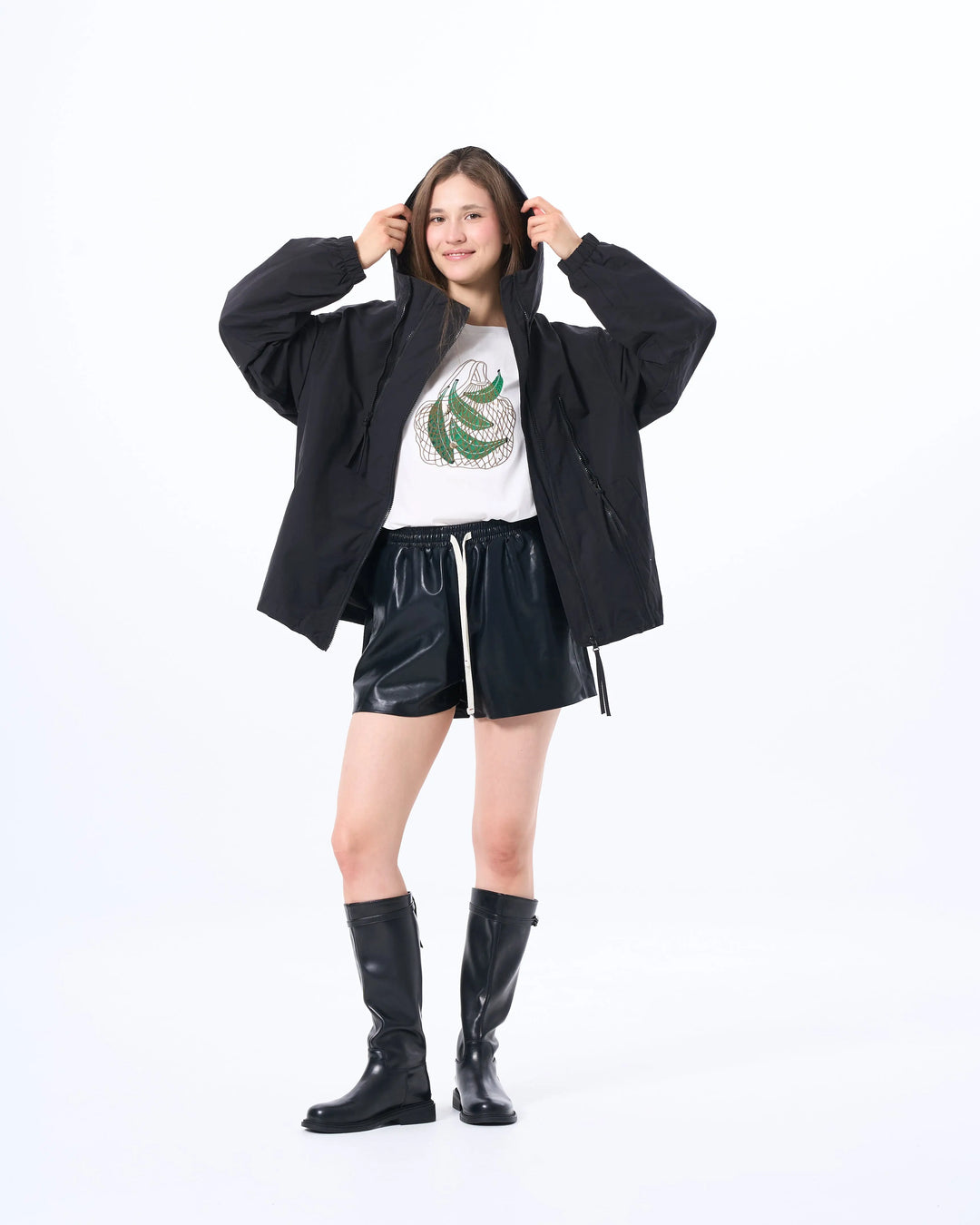 An image of a   D6621 Vegan Leather Shorts by  Mirra Masa