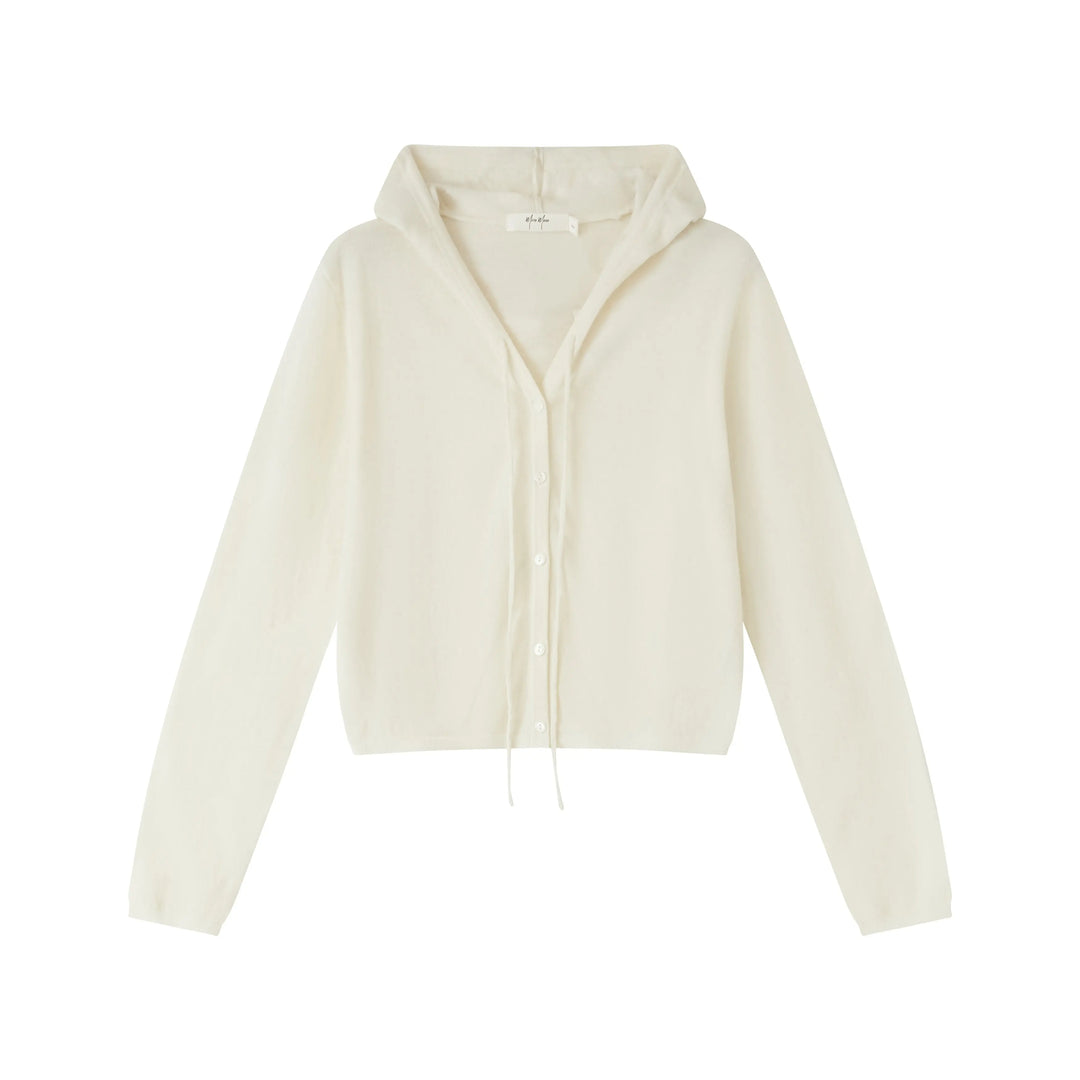 An image of a   HD6I5S6 Wool Blend Sheer Hoodie by  Mirra Masa