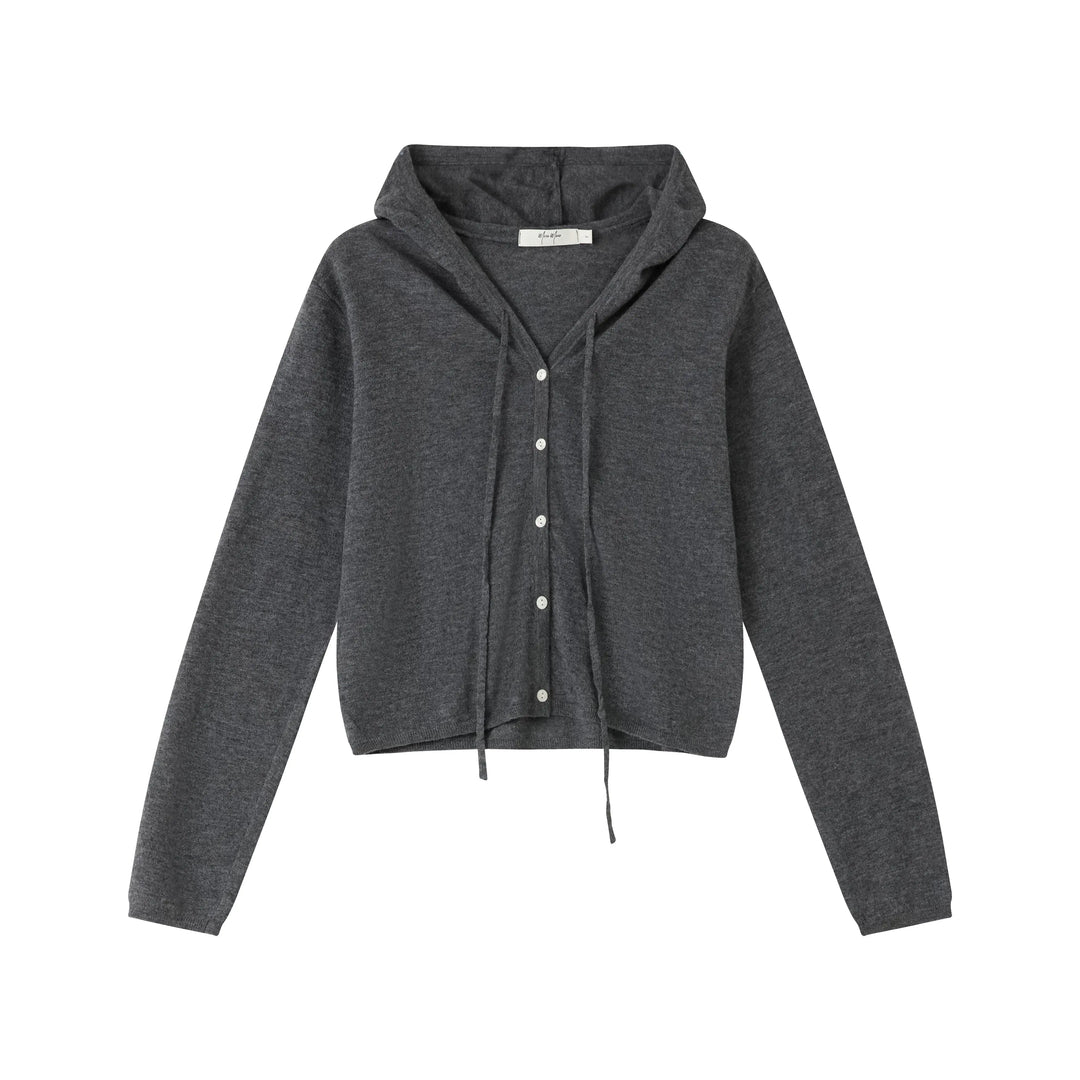An image of a   HD6I5S6 Wool Blend Sheer Hoodie by  Mirra Masa