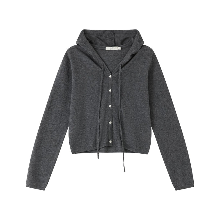 An image of a   HD6I5S6 Wool Blend Sheer Hoodie by  Mirra Masa