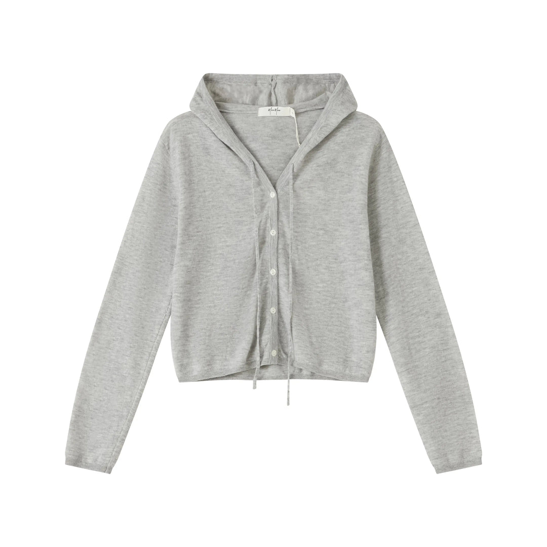 An image of a   HD6I5S6 Wool Blend Sheer Hoodie by  Mirra Masa