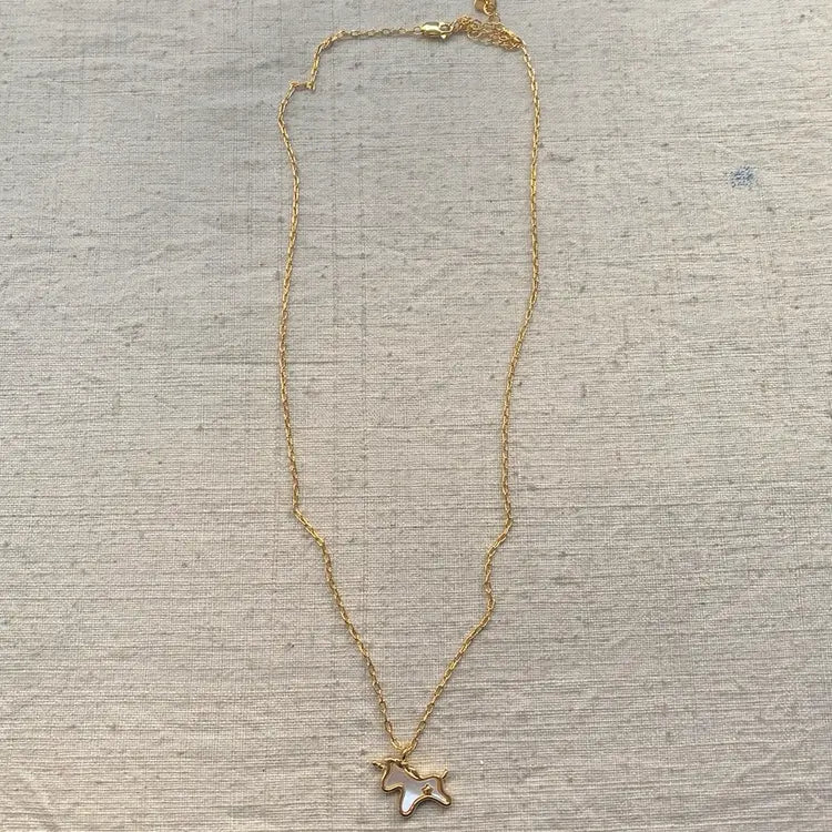 An image of a   Inlaid Unicorn Pendant Necklace Adjustable by  Mirra Masa