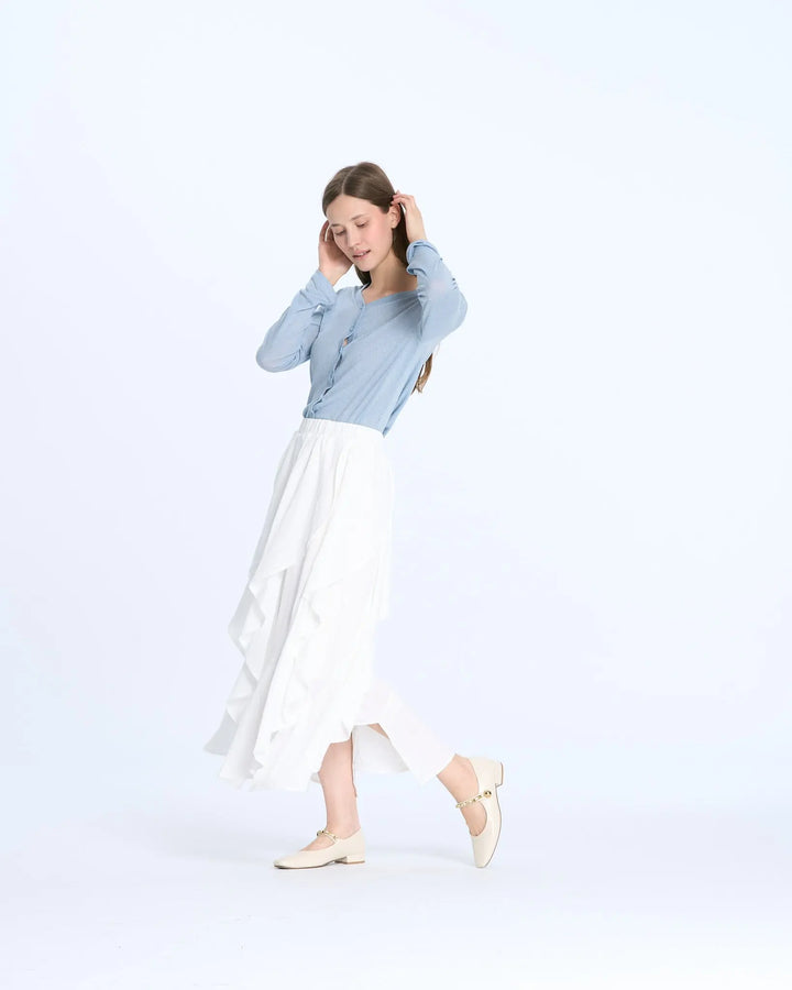 An image of a  White / 40(US 9) M131 Vegan Leather Flats by  Mirra Masa