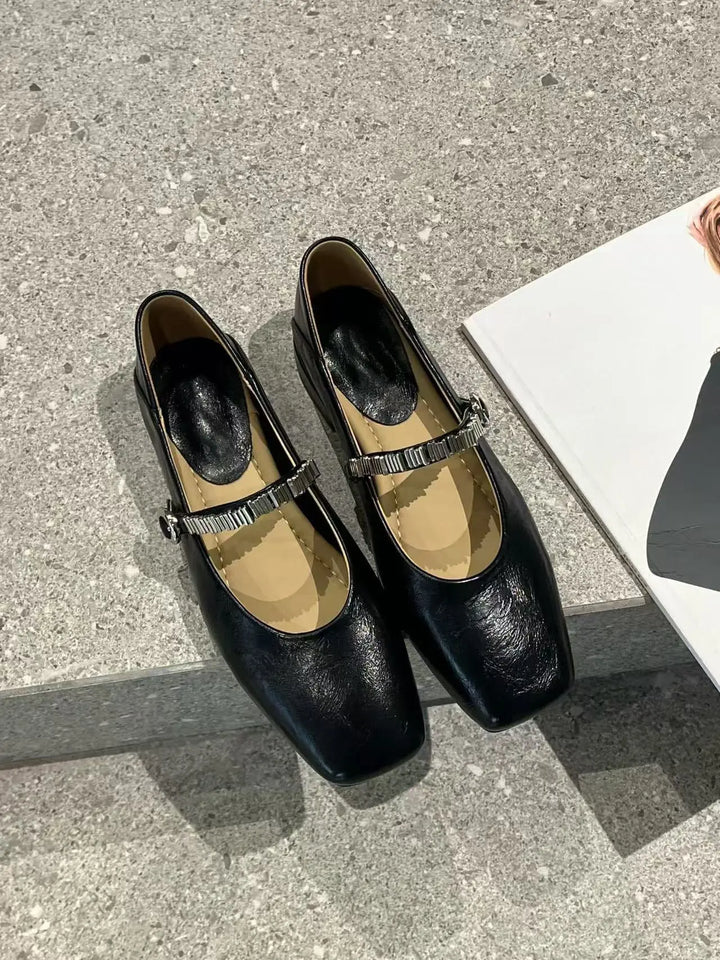 An image of a   M2105 Embellished Mary Jane Flats by  Mirra Masa
