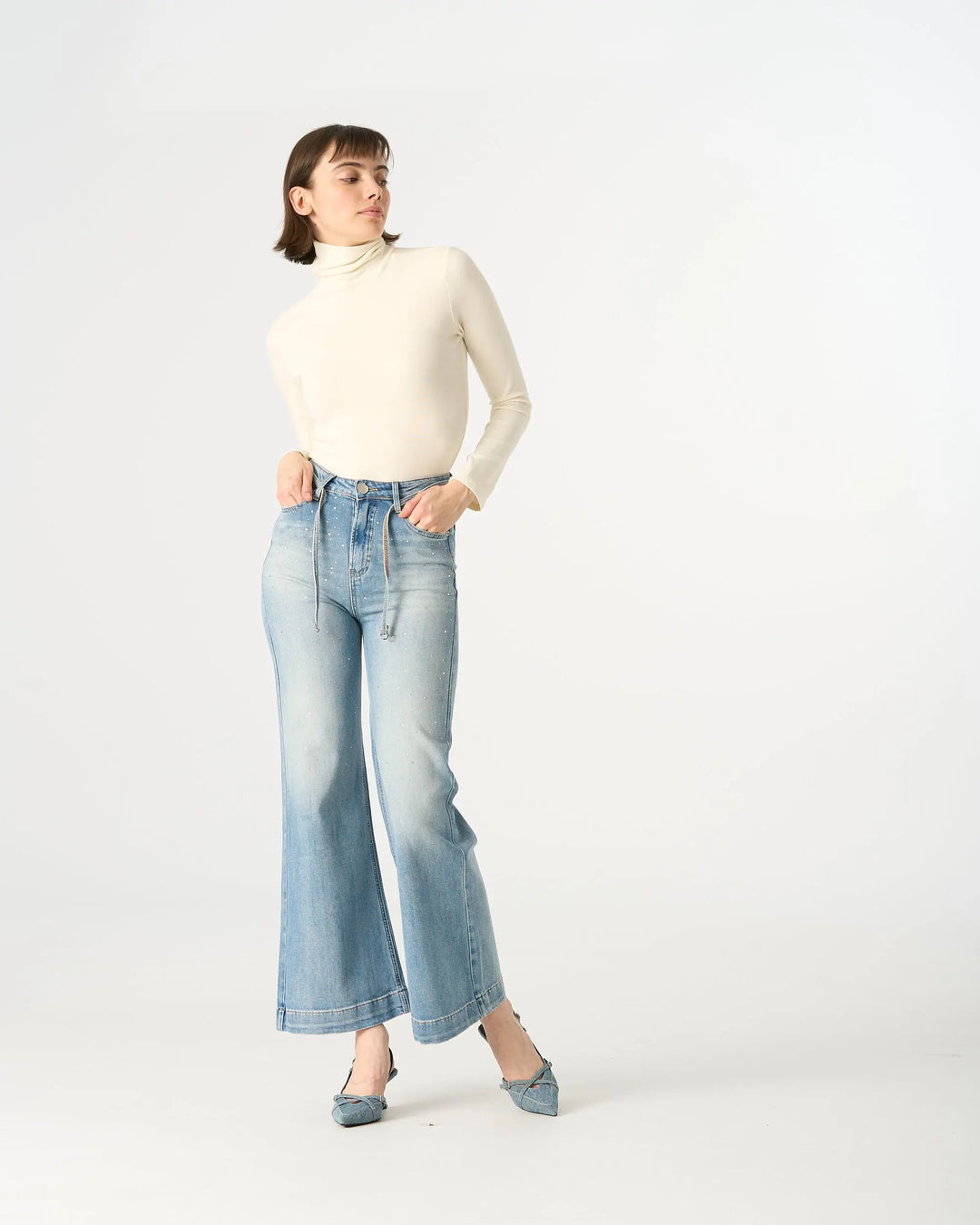 An image of a  Almond / onesize M'Essentials True Form Layering Turtleneck by  Mirra Masa