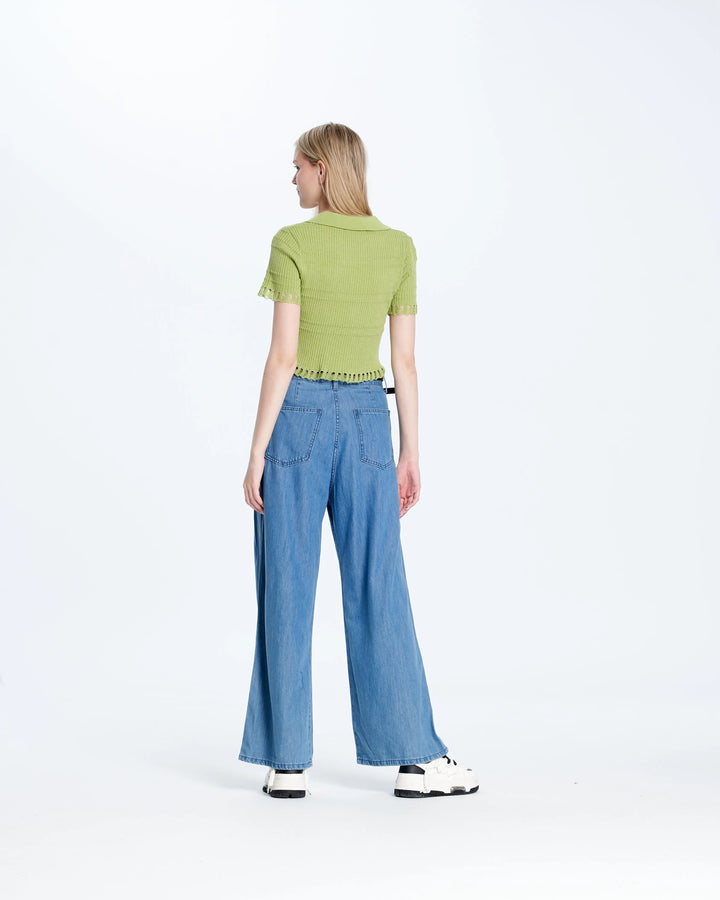 An image of a   N2D25 Cropped V-Neck Top by  Mirra Masa