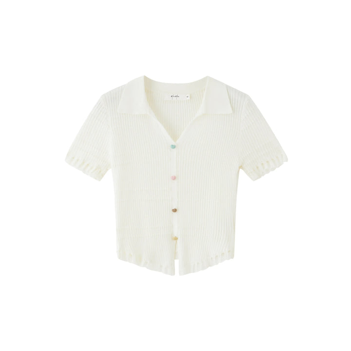 An image of a  White-Medium N2D25 Cropped V-Neck Top by  Mirra Masa