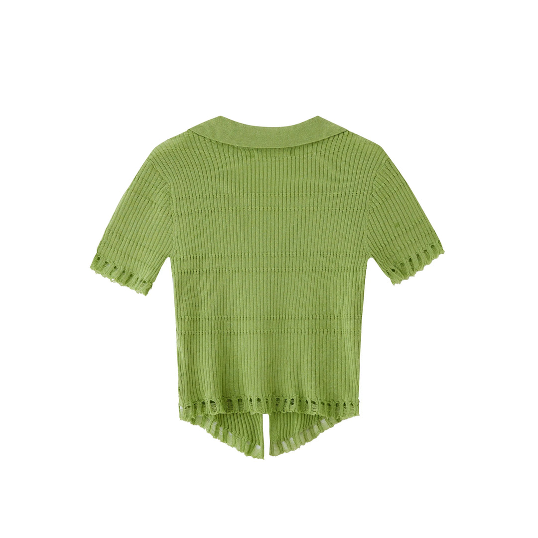 An image of a   N2D25 Cropped V-Neck Top by  Mirra Masa