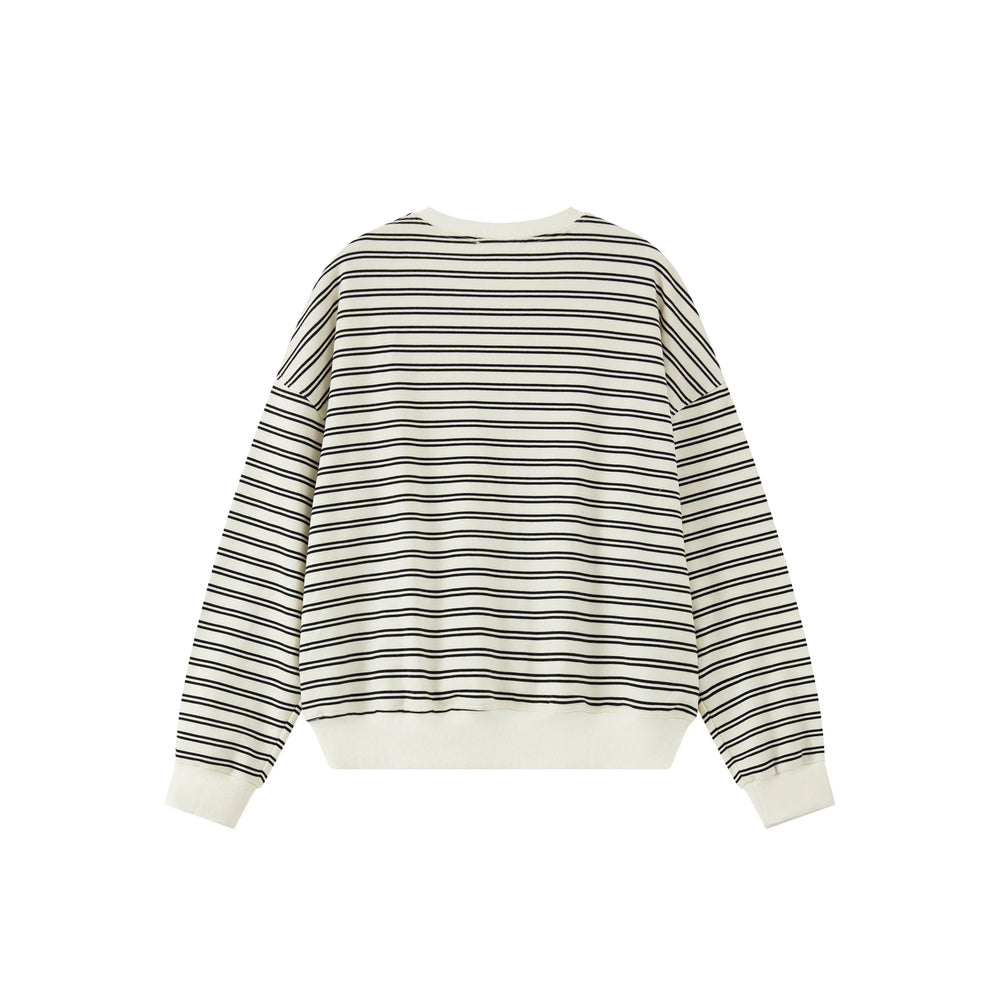 An image of a   OS4Q2S6 Stripe Crewneck Top by  Mirra Masa