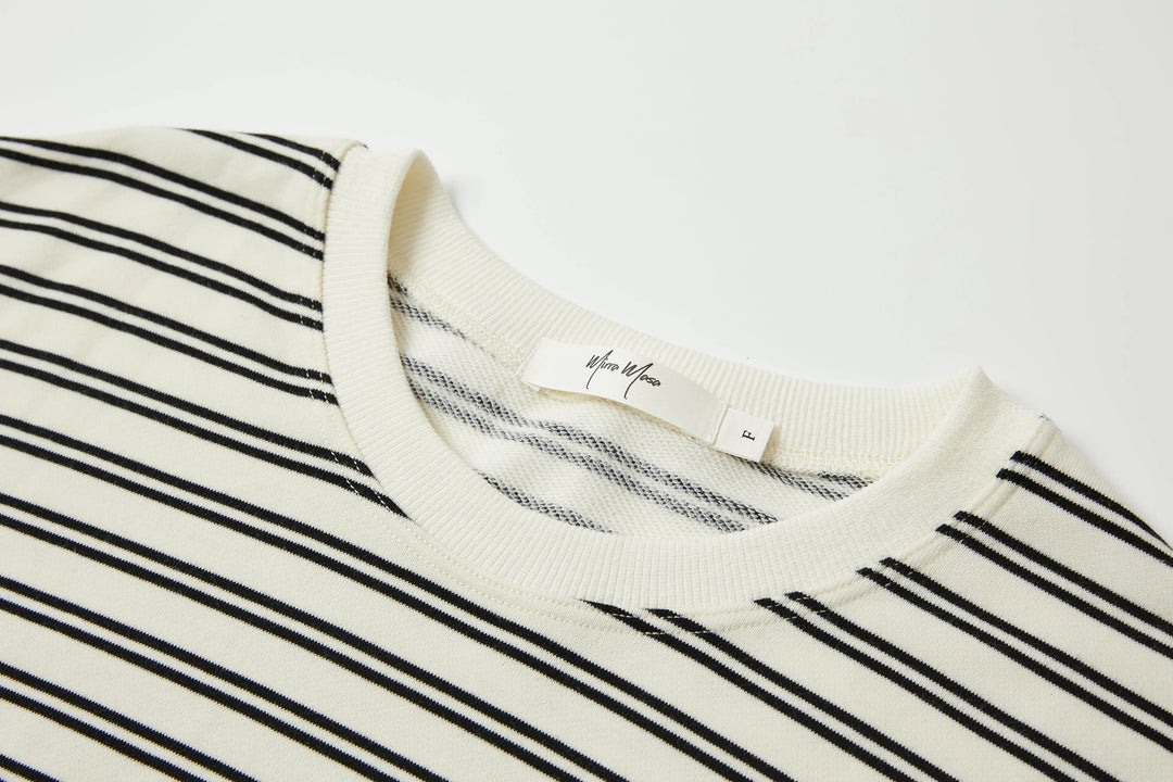 An image of a   OS4Q2S6 Stripe Crewneck Top by  Mirra Masa